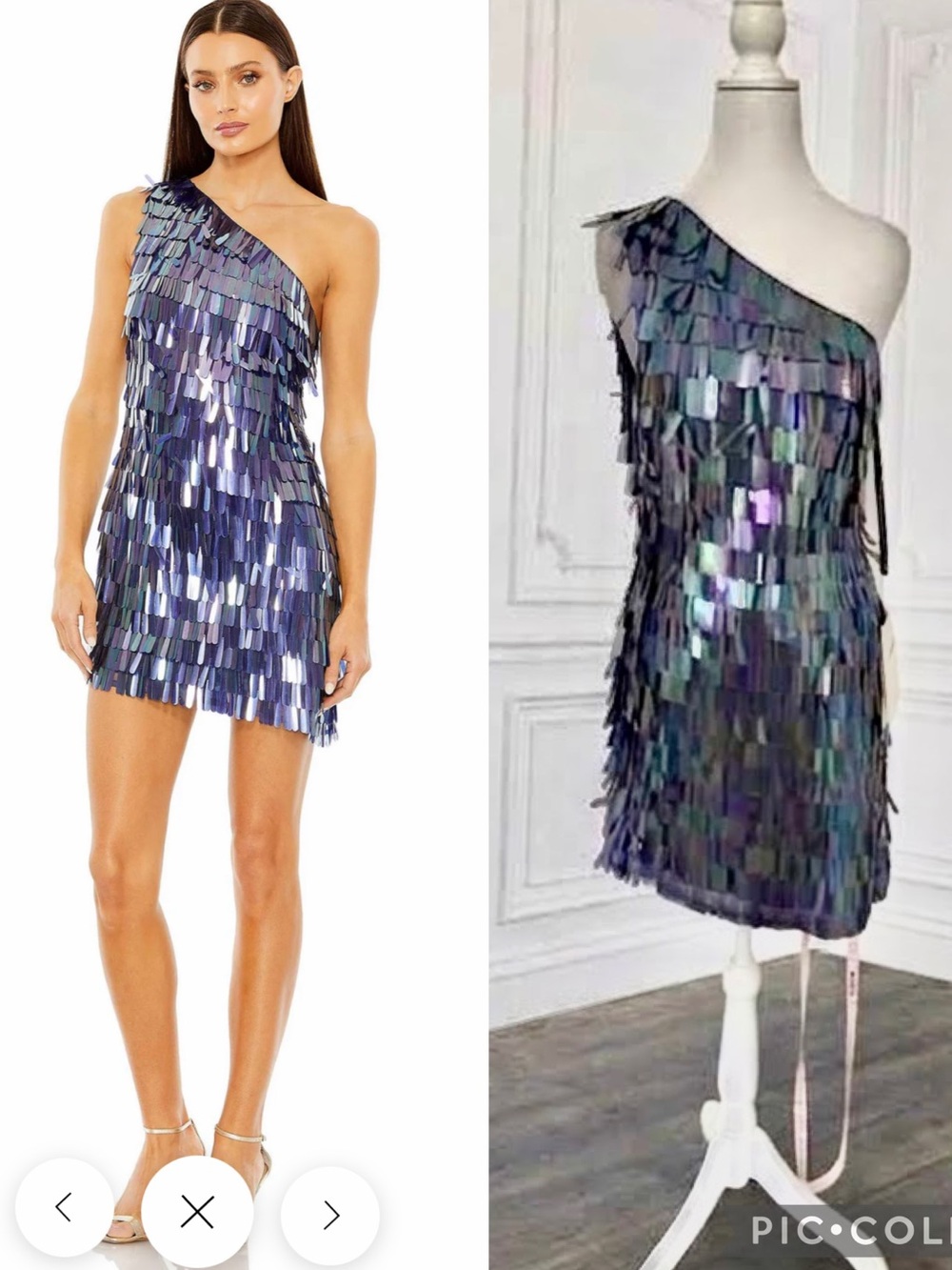NWT MAC DUGGAL 94031 Mini Dress Midnight Blue OMBRE Sequin Paillettes size XS
